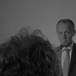 Ein Bild von Friedrich Merz auf dem CDU-Wahlkampfevent im Markkleeberger Parkschloss.