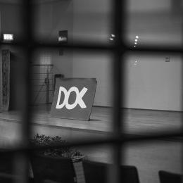 Ds DOK Logo ist sichtbar durch die Gitterstäbe