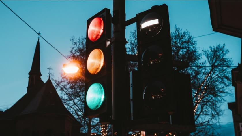 Ampel mit allen drei Farben