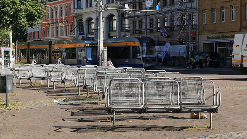 Freie Sitzplätze auf dem Lindenauer Markt 